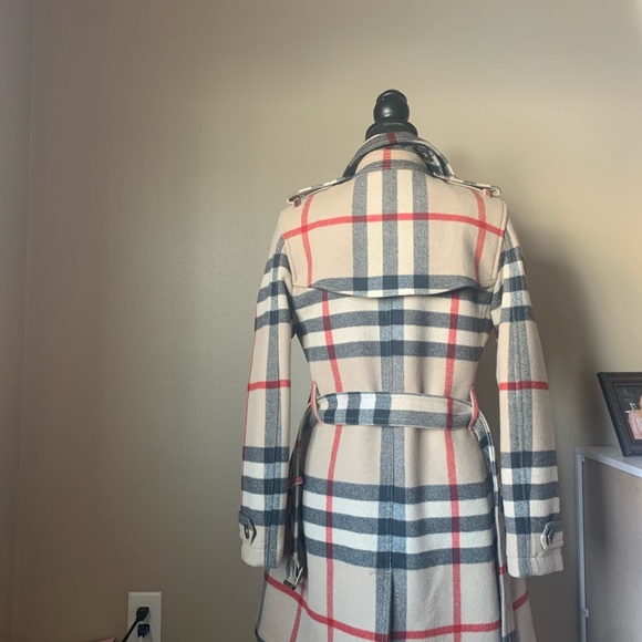 Burberry Check Wool Trench Coat Size XS - Picture 7 of 8